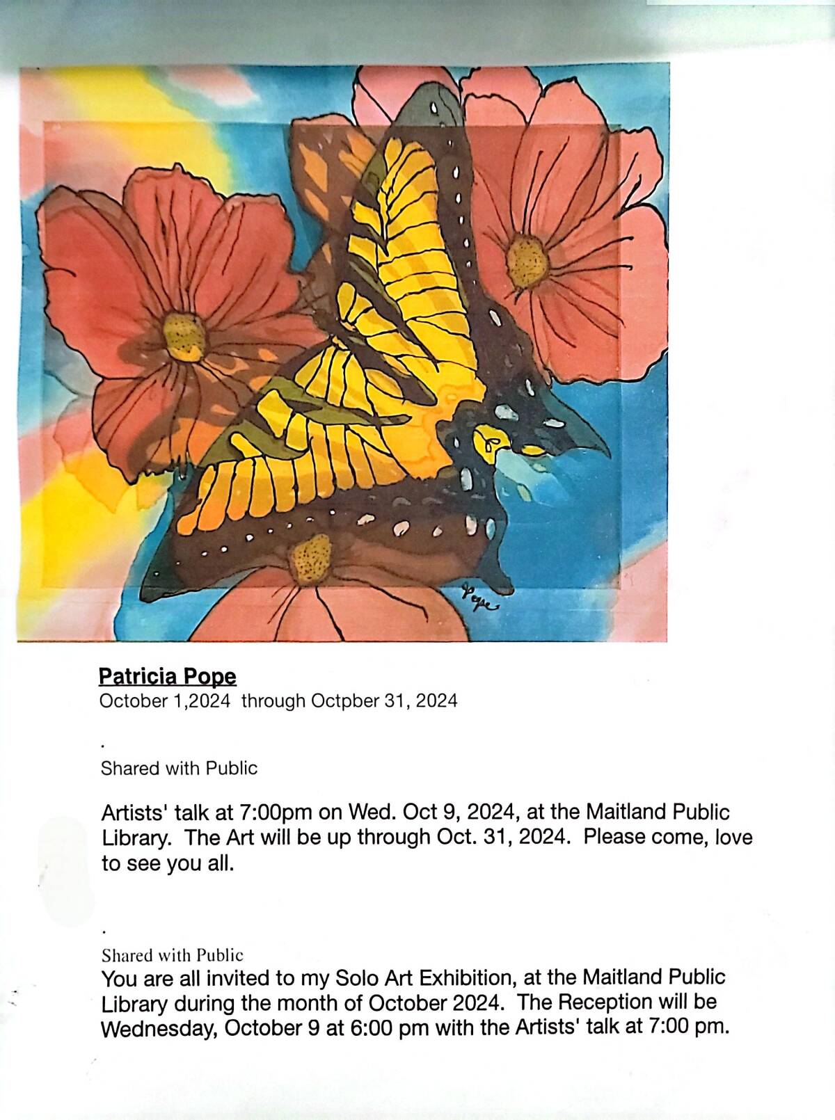 Patricia Pope -- Solo Exhibit