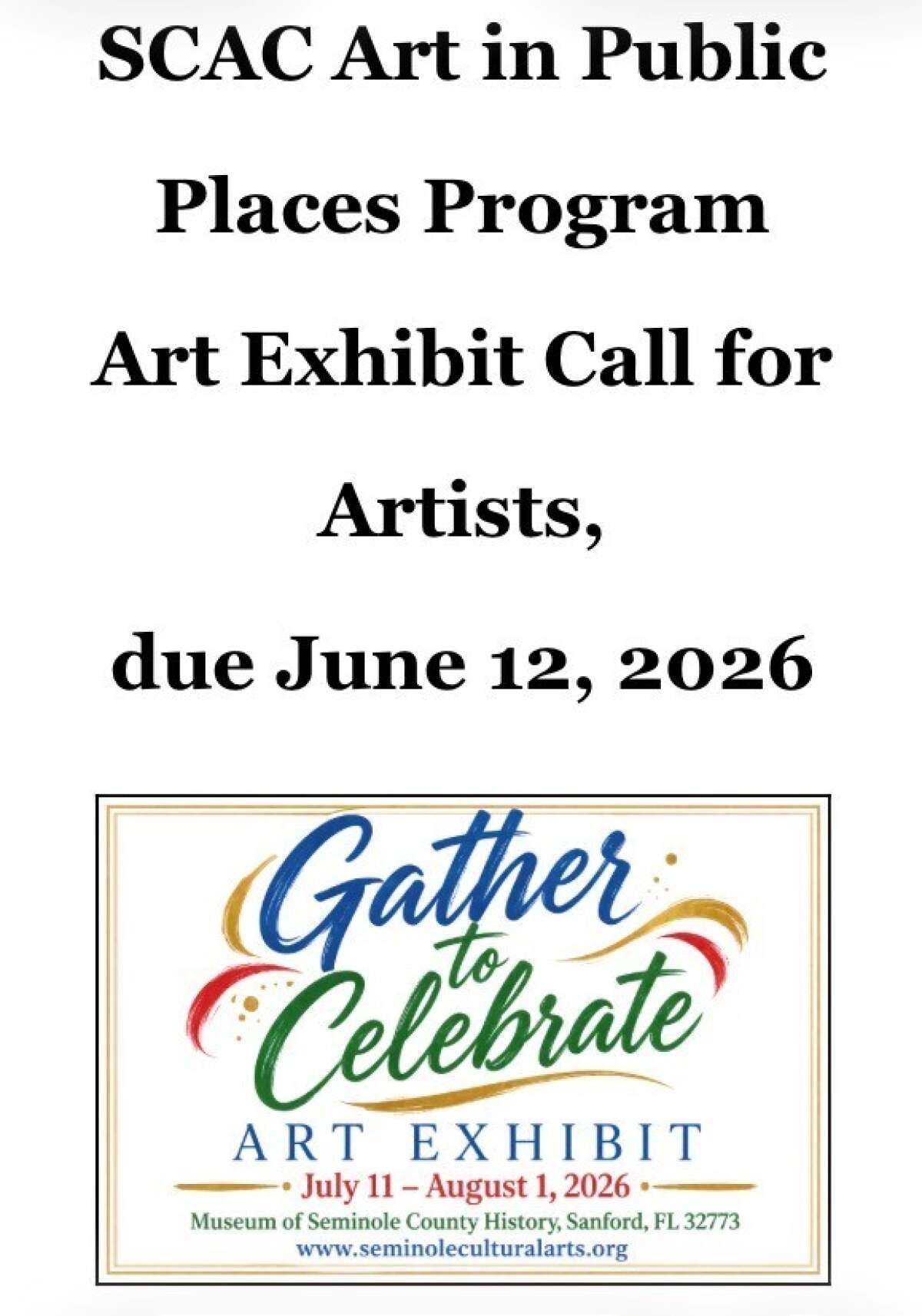 CALL TO ARTISTS "Gather to Celebrate" Art Exhibit