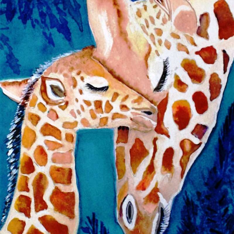 Mom and Baby Giraffes
